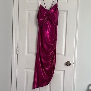 Adelyn Rae Vibrant Magenta Asymmetrical Dress
